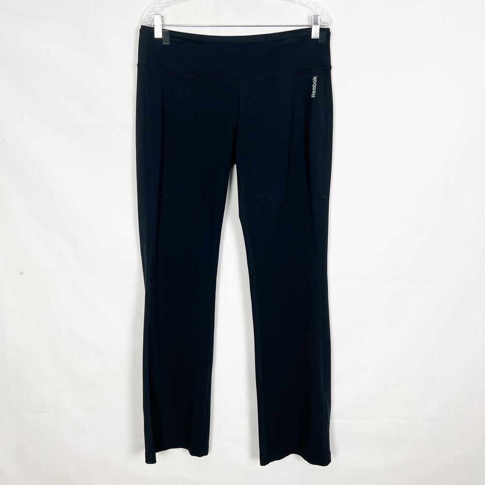 Reebok Fitted Bootcut High-Rise Black Leggings Size Large Athleisure Breathable